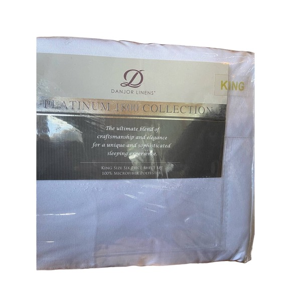 Danjor Linens Platinum 1800 Collection 6 Piece Sheet Set - King, Ice Blue/Gray - Picture 2 of 4